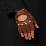 Zane (braun) – luxuriöse fingerlose Fahrhandschuhe aus amerikanischem Hirschleder  - Schwartz & von Halen DE - Premium Lederhandschuhe - 5