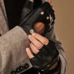 Zane (schwarz) – luxuriöse fingerlose Fahrhandschuhe aus amerikanischem Hirschleder  - Schwartz & von Halen DE - Premium Lederhandschuhe - 6