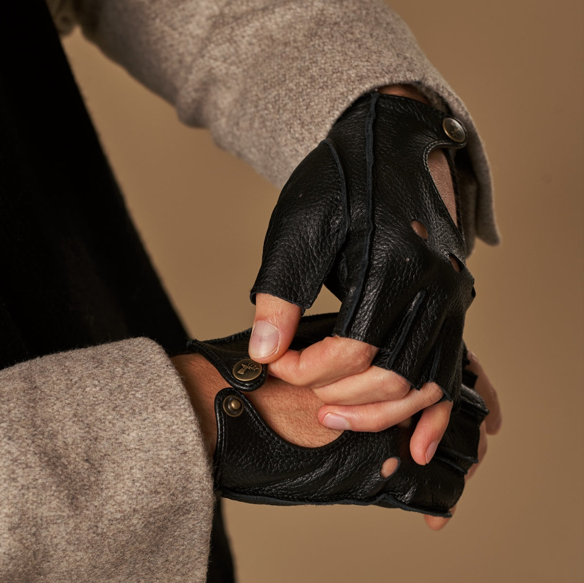 fingerlose handschuhe leder schwarz Fingerlose Autohandschuhe Damen - Schwarz