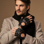 Zane (schwarz) – luxuriöse fingerlose Fahrhandschuhe aus amerikanischem Hirschleder  - Schwartz & von Halen DE - Premium Lederhandschuhe - 8