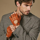 Zane (cognac) – luxuriöse fingerlose Fahrhandschuhe aus amerikanischem Hirschleder