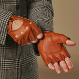 Zane (cognac) – luxuriöse fingerlose Fahrhandschuhe aus amerikanischem Hirschleder