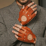Zane (cognac) – luxuriöse fingerlose Fahrhandschuhe aus amerikanischem Hirschleder