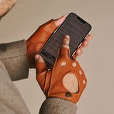 Zane (cognac) – luxuriöse fingerlose Fahrhandschuhe aus amerikanischem Hirschleder