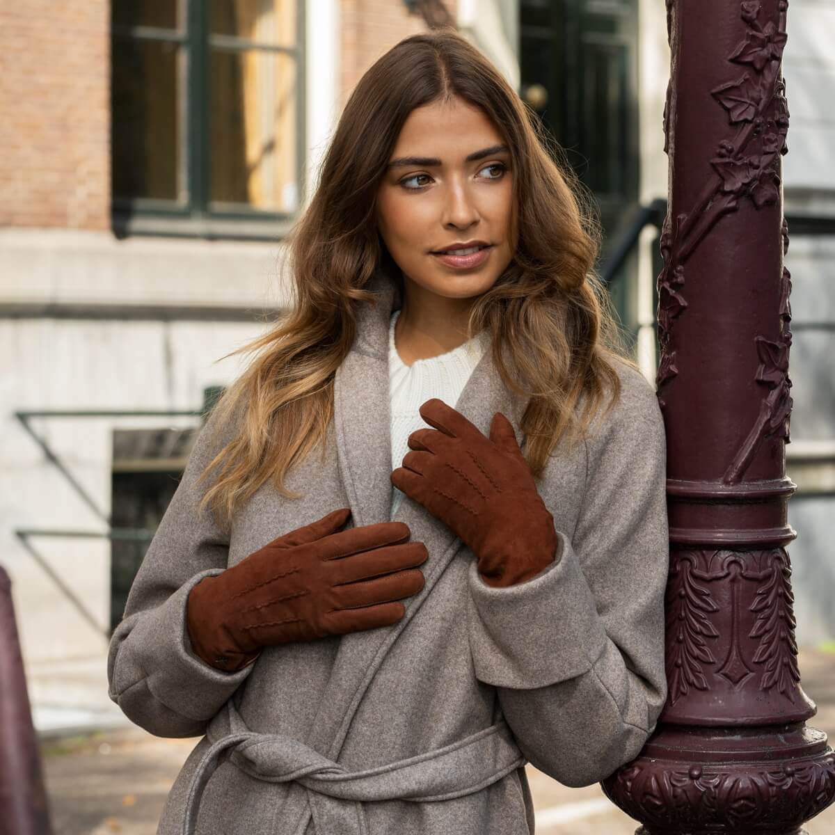 Elizabeth (braun) - Wildlederhandschuhe mit Kunstpelzfutter - Schwartz & von Halen DE - Premium Lederhandschuhe - 5