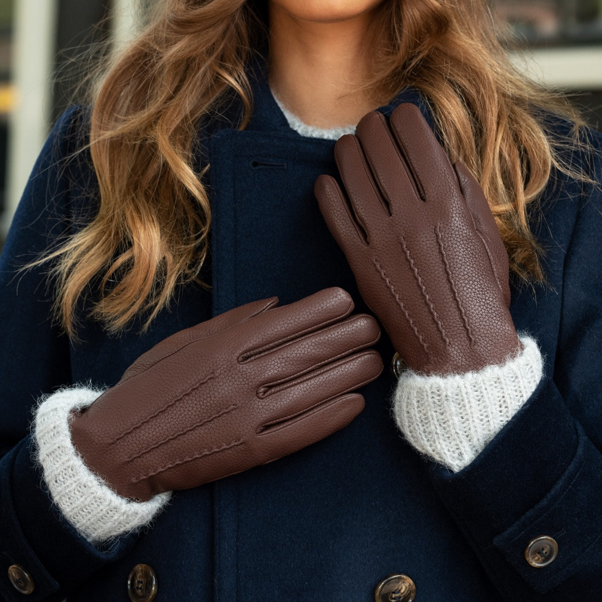 handschuhe damen leder gefüttert Lederhandschuhe Damen Braun - Hirschleder