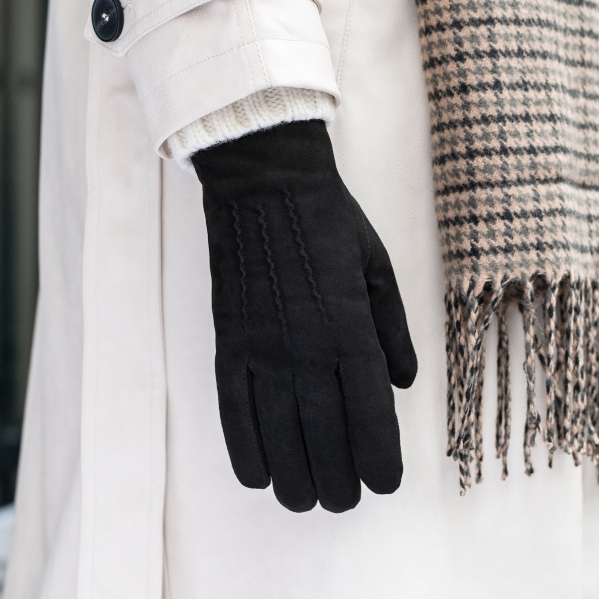 Elizabeth (schwarz) - Wildlederhandschuhe mit Kunstpelzfutter - Schwartz & von Halen DE - Premium Lederhandschuhe - 6