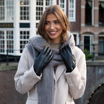 Lily (schwarz) - Schafslederhandschuhe mit warmem Fleece-Futter und Touchscreen-Funktion - Schwartz & von Halen DE - Premium Lederhandschuhe - 6