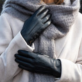 Lily (schwarz) - Schafslederhandschuhe mit warmem Fleece-Futter und Touchscreen-Funktion - Schwartz & von Halen DE - Premium Lederhandschuhe - 7