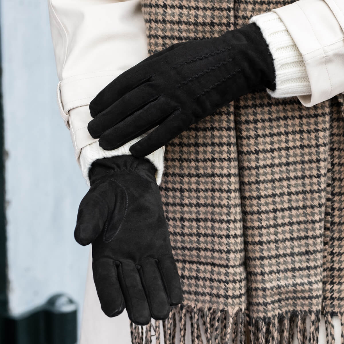 Elizabeth (schwarz) - Wildlederhandschuhe mit Kunstpelzfutter - Schwartz & von Halen DE - Premium Lederhandschuhe - 12