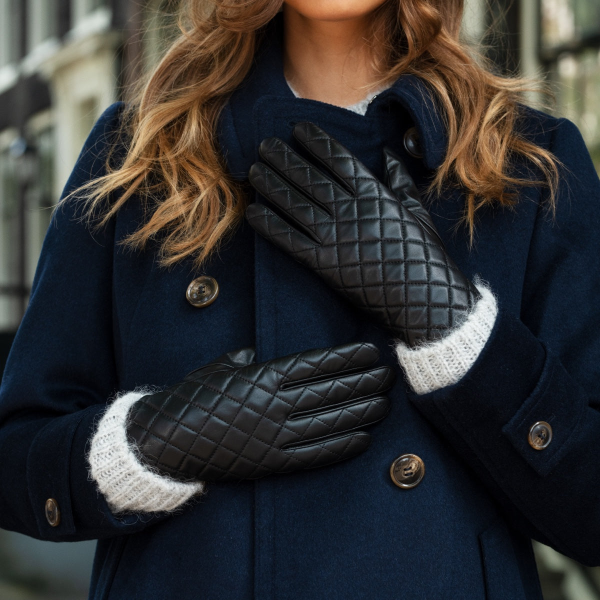 kaufhof handschuhe damen Lederhandschuhe Damen Schwarz - Karomuster