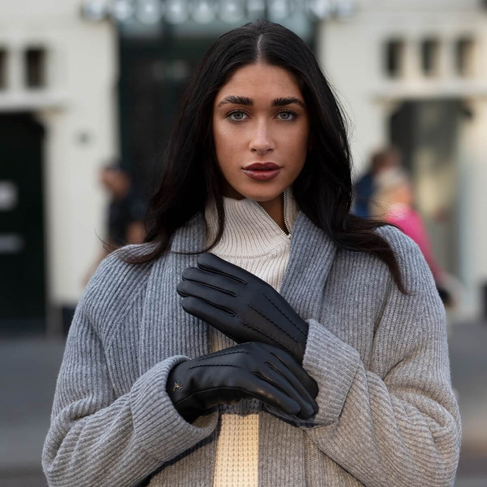 Lederhandschuhe Damen Schwarz - Touchscreen - Warm Gefüttert - Premium Lederhandschuhe – Entworfen in Amsterdam – Schwartz & von Halen® - 8