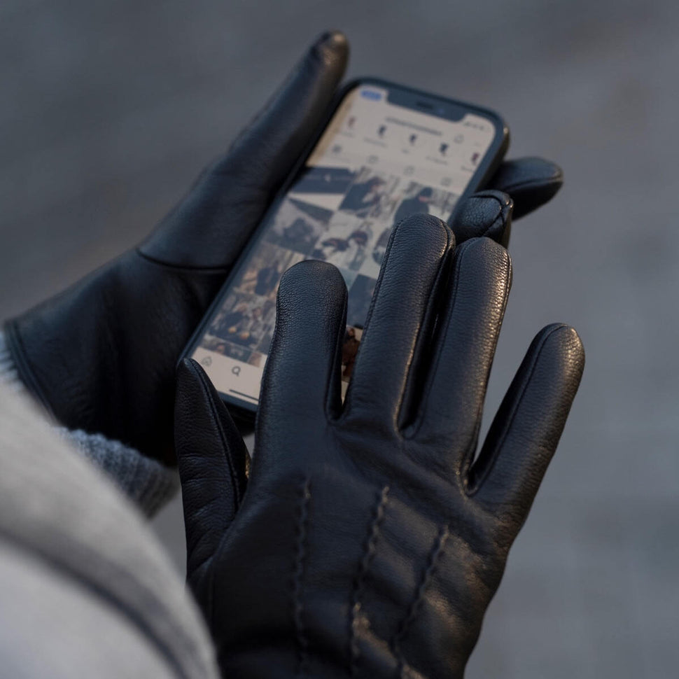 Lederhandschuhe Damen Schwarz - Touchscreen - Warm Gefüttert - Premium Lederhandschuhe – Entworfen in Amsterdam – Schwartz & von Halen® - 5