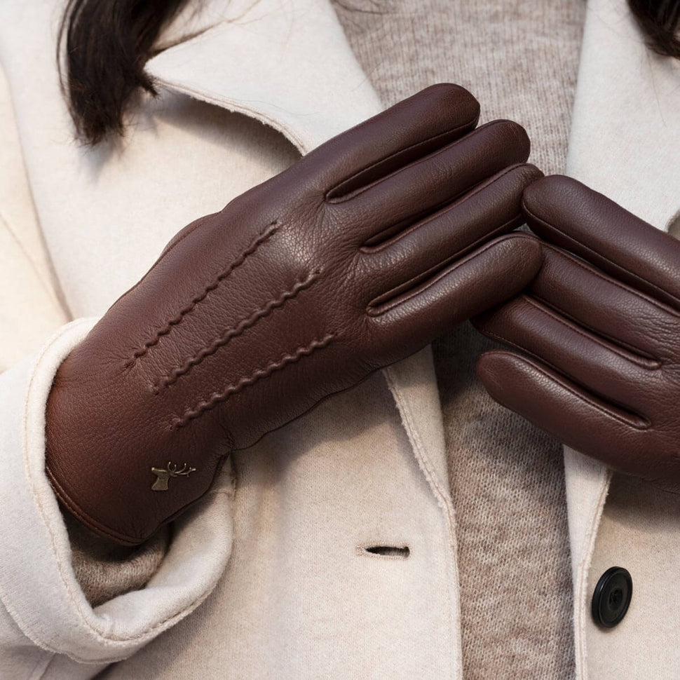 Lederhandschuhe Damen Braun - Touchscreen - Warm Gefüttert - Premium Lederhandschuhe – Entworfen in Amsterdam – Schwartz & von Halen® - 10