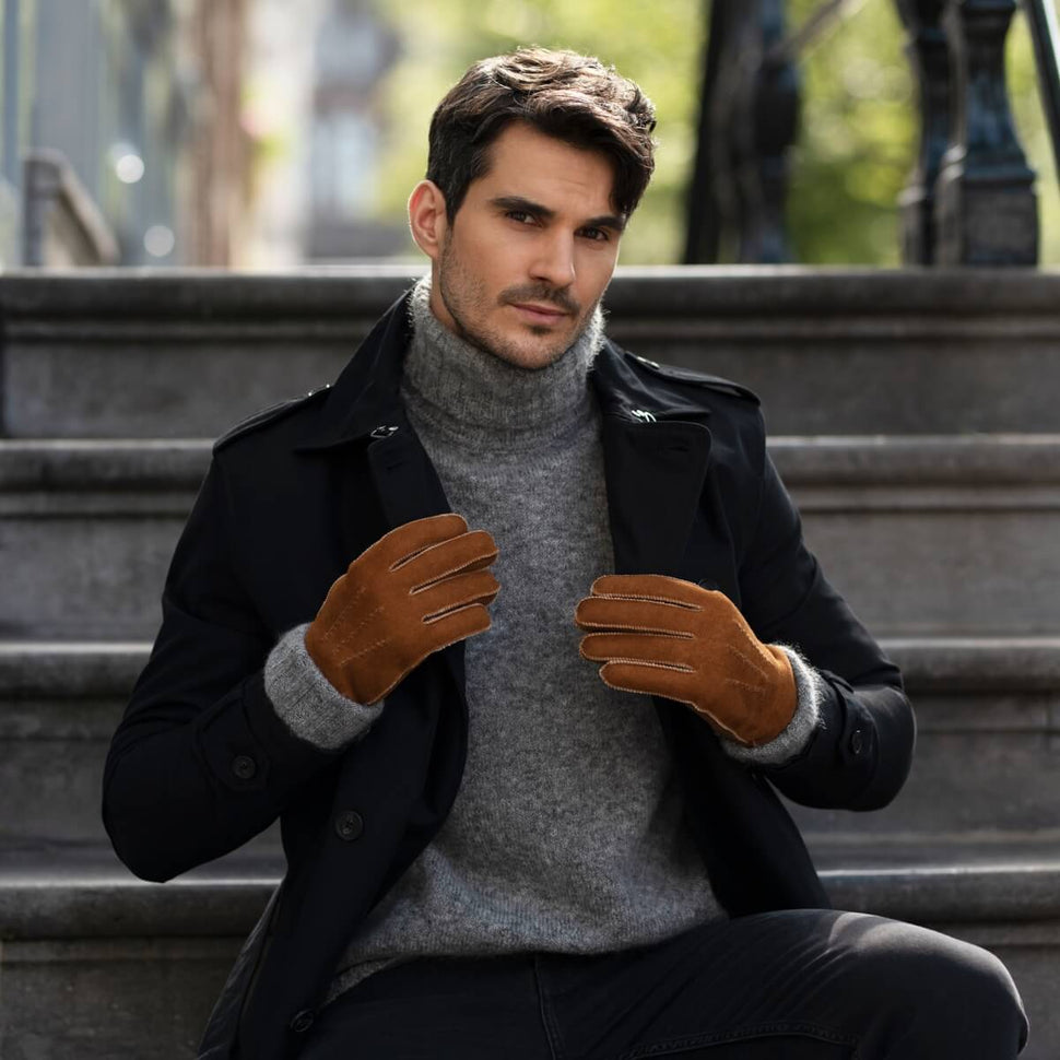 Wildlederhandschuhe Herren Braun - Warm Gefüttert - Premium Lederhandschuhe – Entworfen in Amsterdam – Schwartz & von Halen® - 5