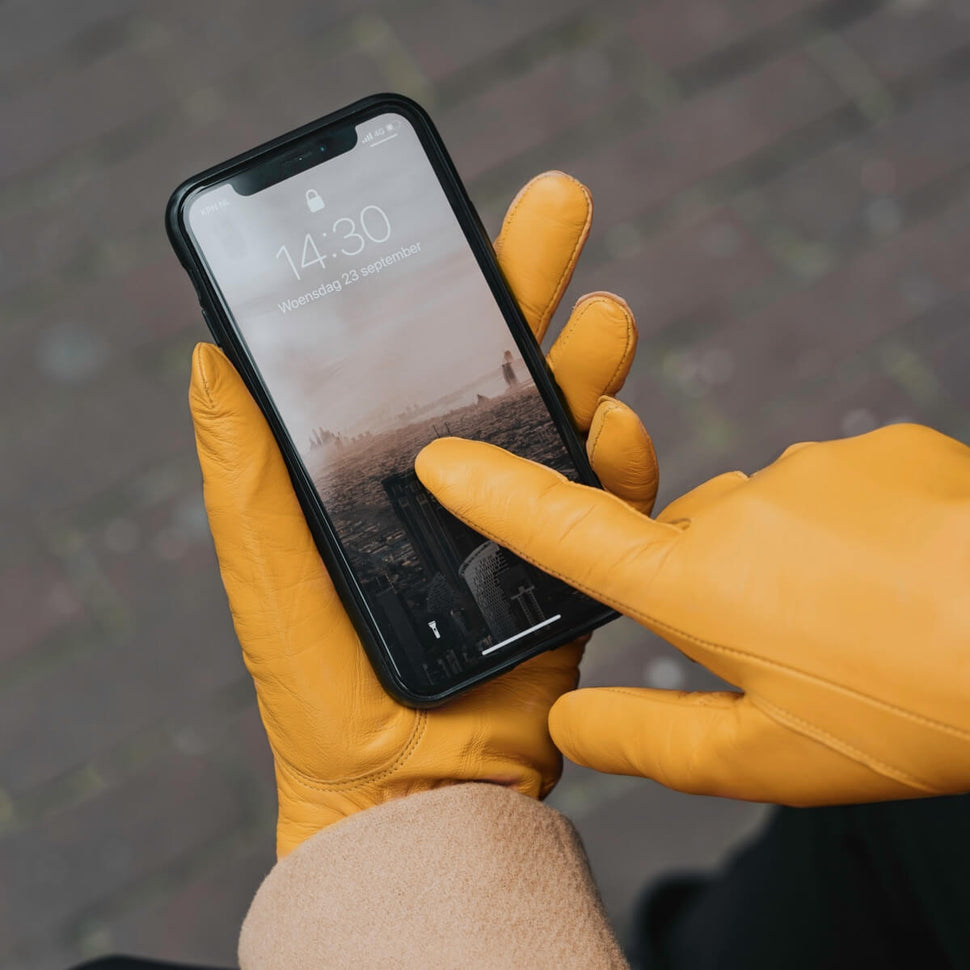 Lederhandschuhe Damen Gelb - Touchscreen - Kaschmir Gefüttert - Premium Lederhandschuhe – Entworfen in Amsterdam – Schwartz & von Halen® - 8