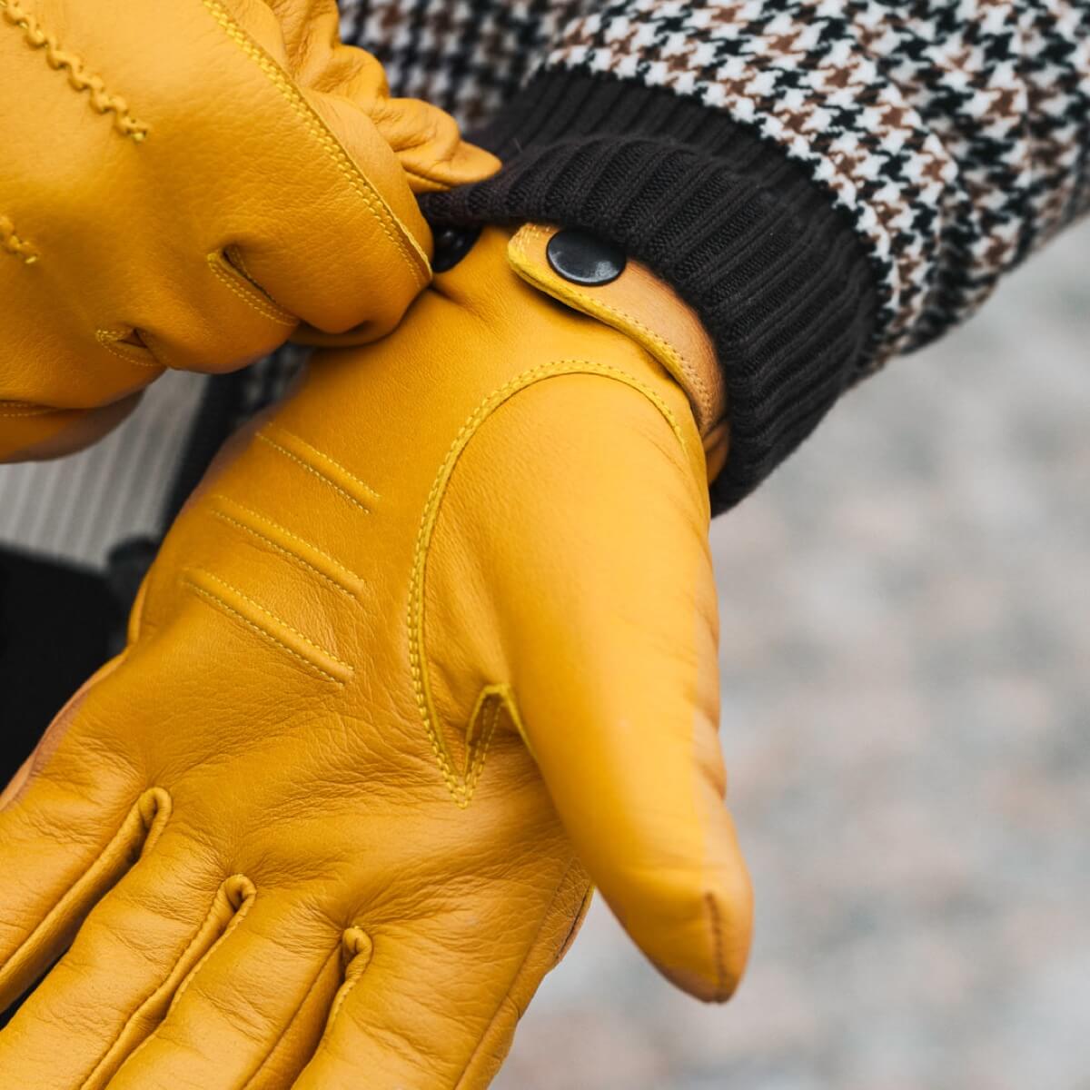 handschuhe gelb lang Lederhandschuhe Herren Gelb