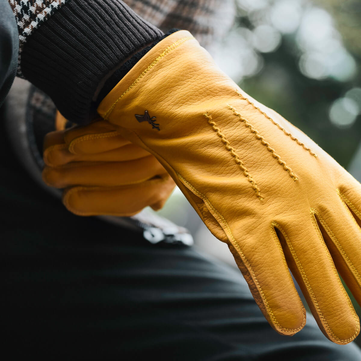 männer handschuhe warm Lederhandschuhe Herren Gelb