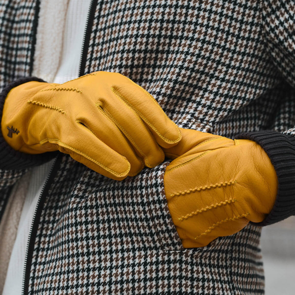 Lederhandschuhe Herren Gelb - Warm Gefüttert - Premium Lederhandschuhe – Entworfen in Amsterdam – Schwartz & von Halen® - 9