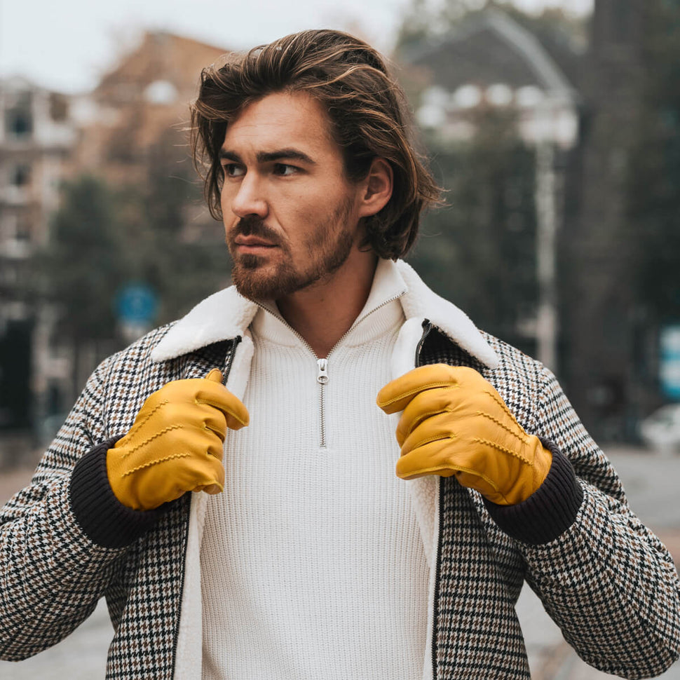 Lederhandschuhe Herren Gelb - Warm Gefüttert - Premium Lederhandschuhe – Entworfen in Amsterdam – Schwartz & von Halen® - 8