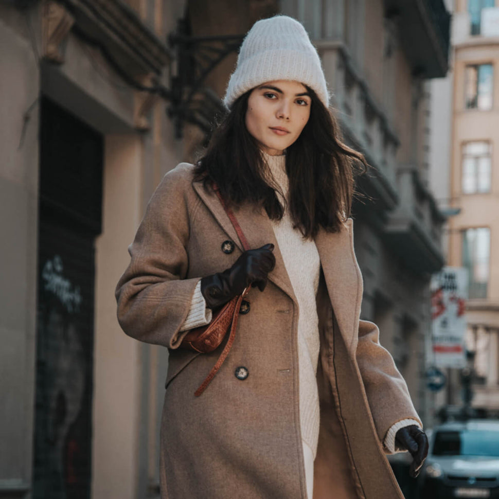 Vegane Lederhandschuhe Damen Schwarz - Touchscreen - Fleece Gefüttert - Premium Lederhandschuhe – Entworfen in Amsterdam – Schwartz & von Halen® - 6