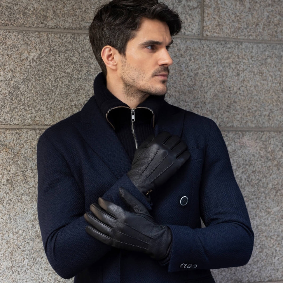 Lederhandschuhe Schwarz Herren - Hirschleder - Warm Gefüttert - Premium Lederhandschuhe – Entworfen in Amsterdam – Schwartz & von Halen® - 8