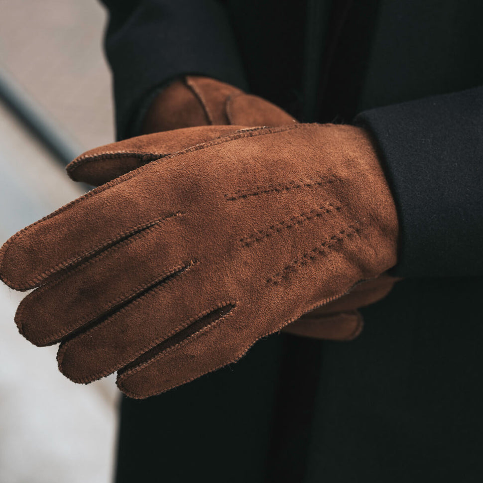 HERREN ECHT LEDER HANDSCHUHE WEICH GEFÜTTERT WARM 2019145 CA GUMMI BUND