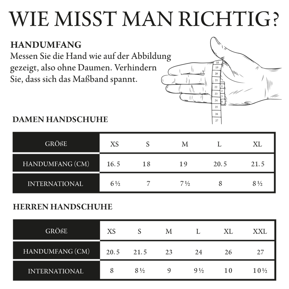 Lederhandschuhe Damen Schwarz - Hirschleder - Warm Gefüttert - Premium Lederhandschuhe – Entworfen in Amsterdam – Schwartz & von Halen® -  Größentabelle